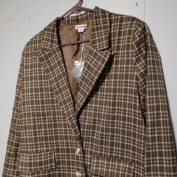 Urban threads  NWT ladies sport jacket. Brown plaid. Size 8. - Picture 2 of 12